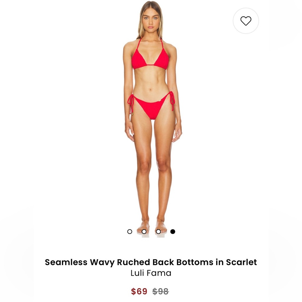 Luli Fama Red Seamless Triangle Bikini Top and bottoms - Picture 3 of 7